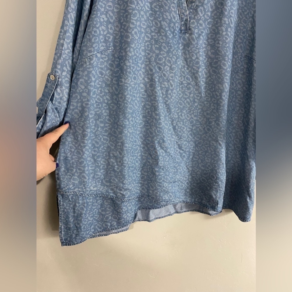 Soft Surroundings - Leopard Print Chambray Blouse - image 7